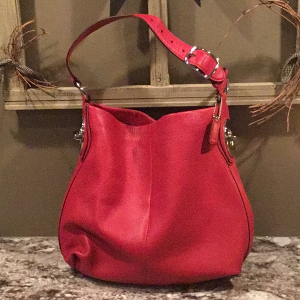 Coach Pebble Leather Hobo No. H1176-F18586 Red
